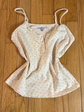 Brandy Melville Cream Ditsy Floral Ribbed Henley Cami